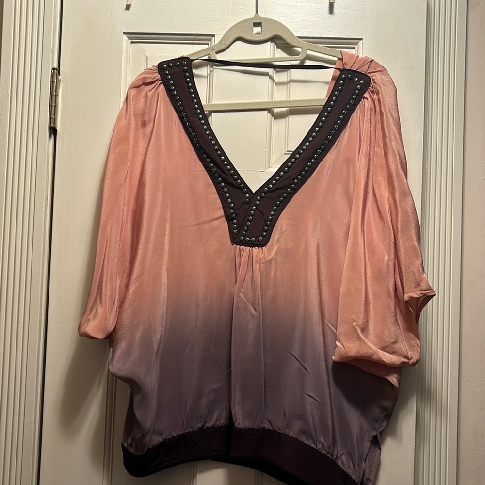 Open back ombré dolman blouse